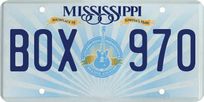 MS license plate BOX970