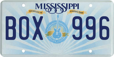 MS license plate BOX996