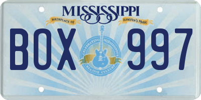 MS license plate BOX997