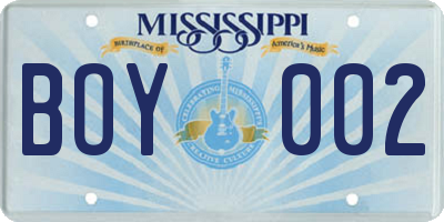 MS license plate BOY002