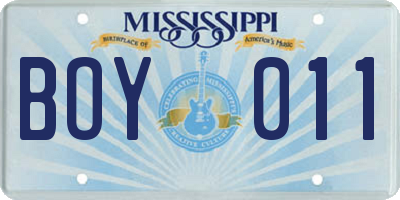 MS license plate BOY011