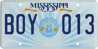 MS license plate BOY013