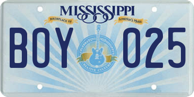 MS license plate BOY025