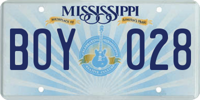 MS license plate BOY028