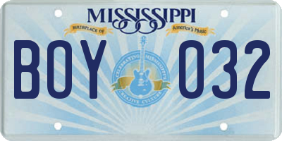 MS license plate BOY032