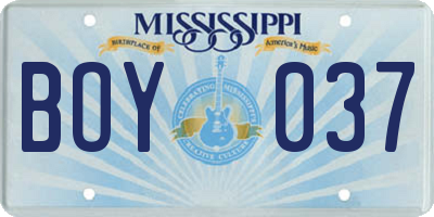 MS license plate BOY037