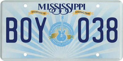 MS license plate BOY038