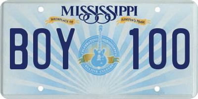 MS license plate BOY100
