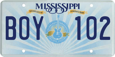 MS license plate BOY102