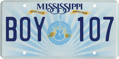 MS license plate BOY107