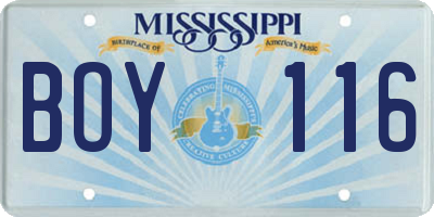MS license plate BOY116