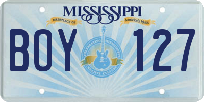 MS license plate BOY127