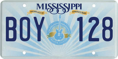 MS license plate BOY128