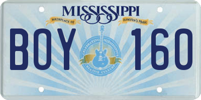 MS license plate BOY160