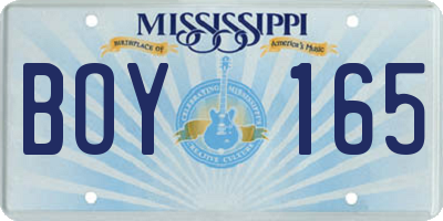 MS license plate BOY165