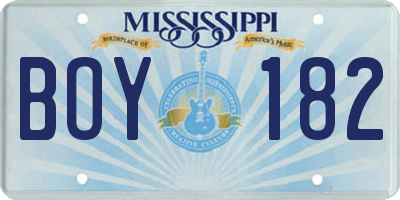 MS license plate BOY182