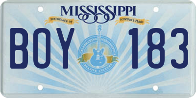 MS license plate BOY183