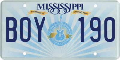 MS license plate BOY190