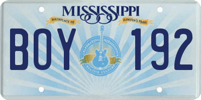MS license plate BOY192