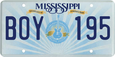 MS license plate BOY195