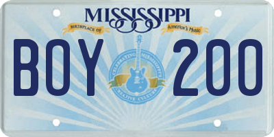 MS license plate BOY200