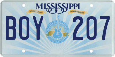 MS license plate BOY207