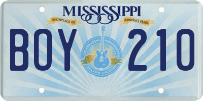 MS license plate BOY210