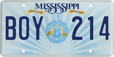 MS license plate BOY214