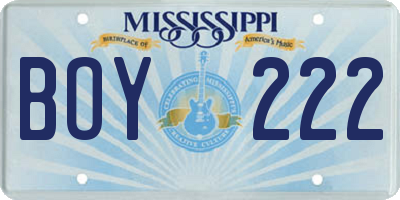 MS license plate BOY222
