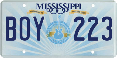 MS license plate BOY223
