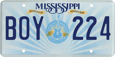 MS license plate BOY224