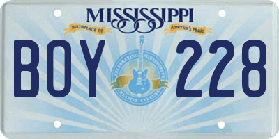 MS license plate BOY228
