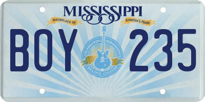 MS license plate BOY235