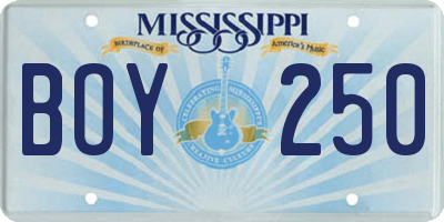 MS license plate BOY250
