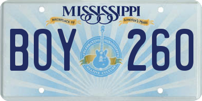 MS license plate BOY260
