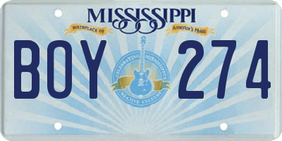 MS license plate BOY274