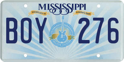 MS license plate BOY276