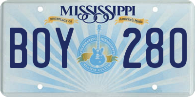 MS license plate BOY280