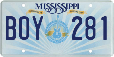 MS license plate BOY281