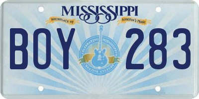 MS license plate BOY283