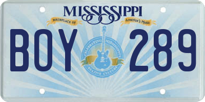 MS license plate BOY289