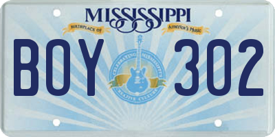 MS license plate BOY302
