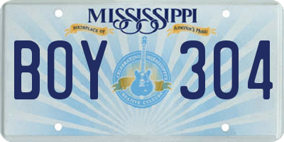 MS license plate BOY304
