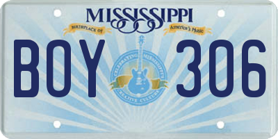 MS license plate BOY306