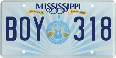 MS license plate BOY318