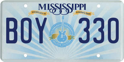 MS license plate BOY330