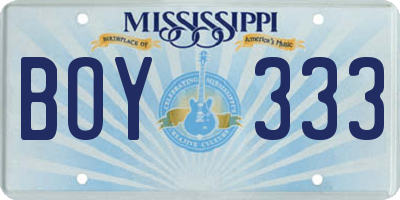 MS license plate BOY333