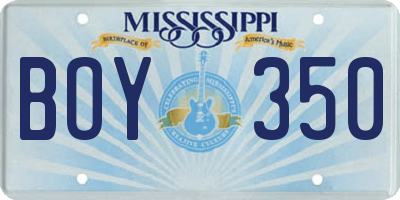 MS license plate BOY350