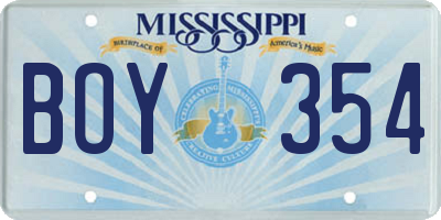 MS license plate BOY354