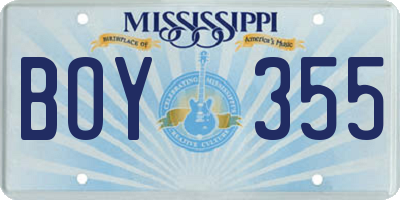 MS license plate BOY355
